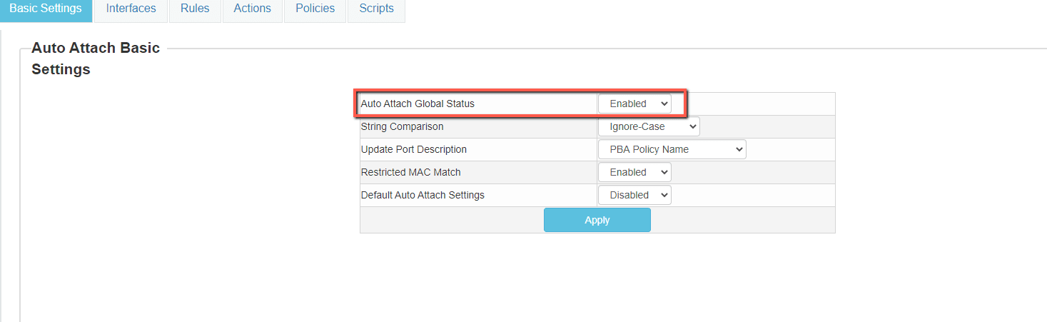 cnMatrix Auto Attach settings showing Auto Attach Global Status enabled.
