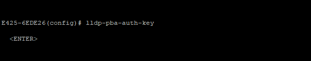 cnPilot CLI command prompt for changing the LLDP PBA authentication key.