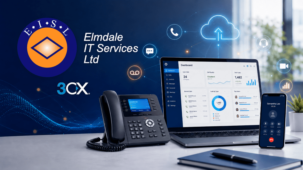 image of elmdale it and 3cx with handsets and pc's