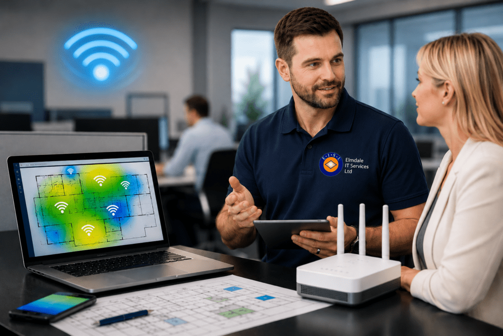 Wireless Surveys & WiFi Heatmaps | Ekahau WiFi Survey Services | Elmdale IT | Elmdale IT Services Ltd A Guide to Business WiFi Planning