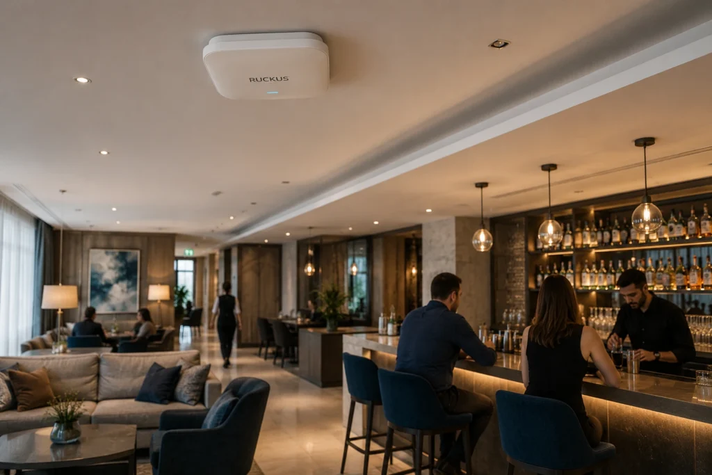 Wireless Surveys & WiFi Heatmaps | Ekahau WiFi Survey Services | Elmdale IT | Elmdale IT Services Ltd hotel_restaurant_bar_wifi_access_point_installation