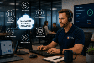 IT support technician at managed service provider offering 24/7 monitoring, security, cloud services, and backup.